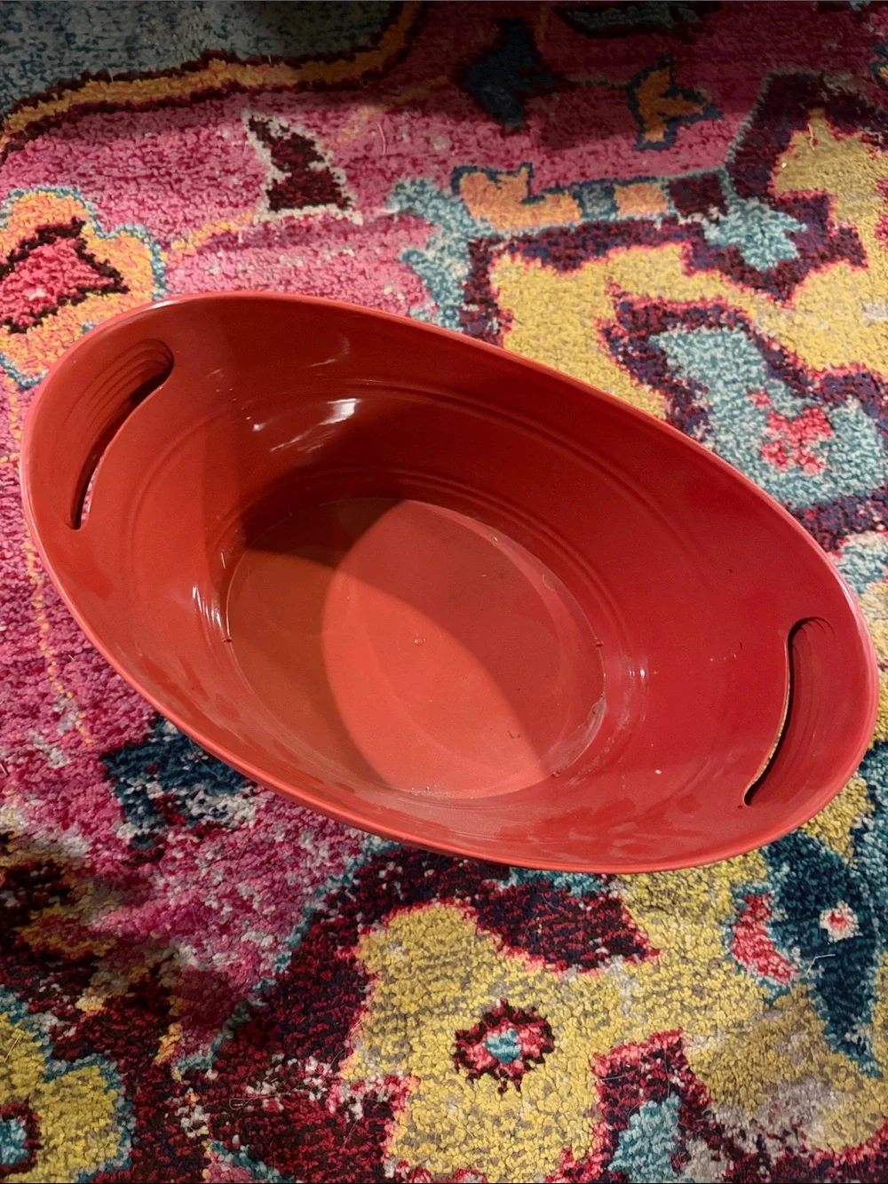 Red plastic Serving Ice Tubs/ Oval Handled Bowl